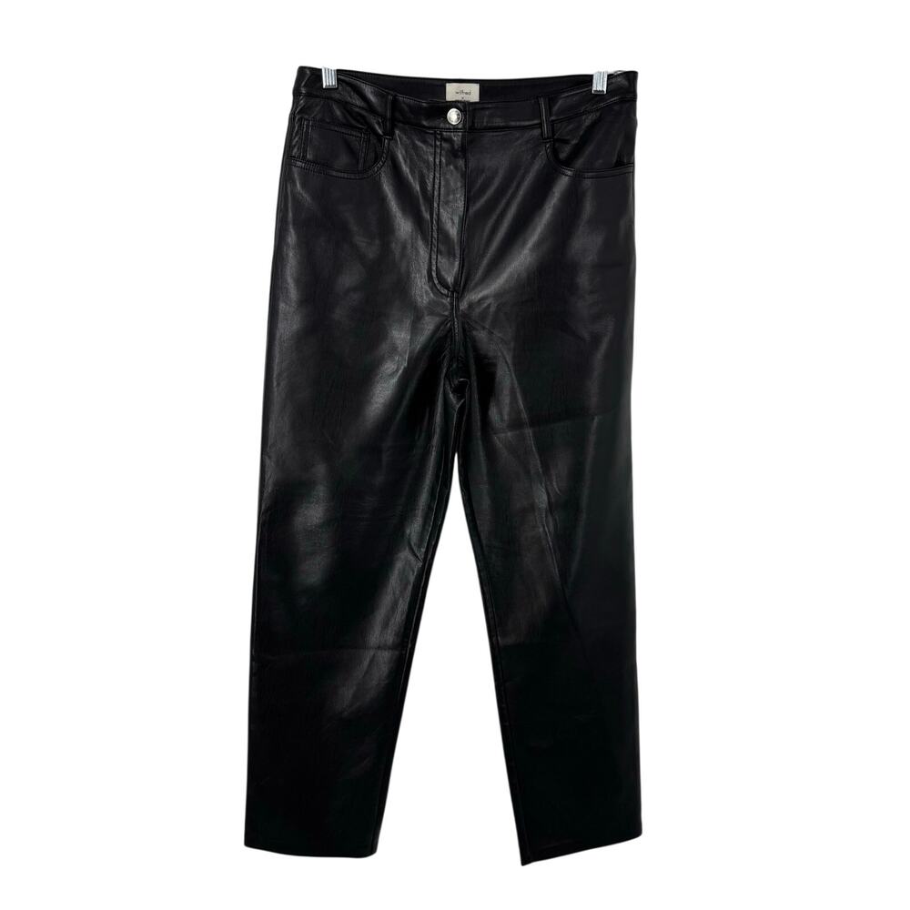 Aritzia Wilfred Faux Vegan Leather Pants 12 Black Straight Leg Goth Steampunk